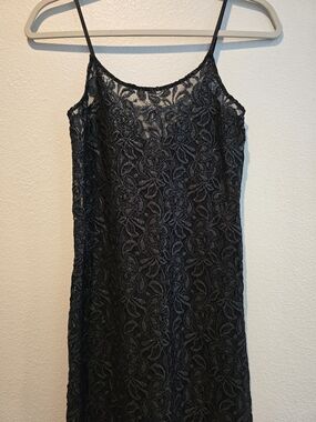 Leith Black Sheer High Slit Dress